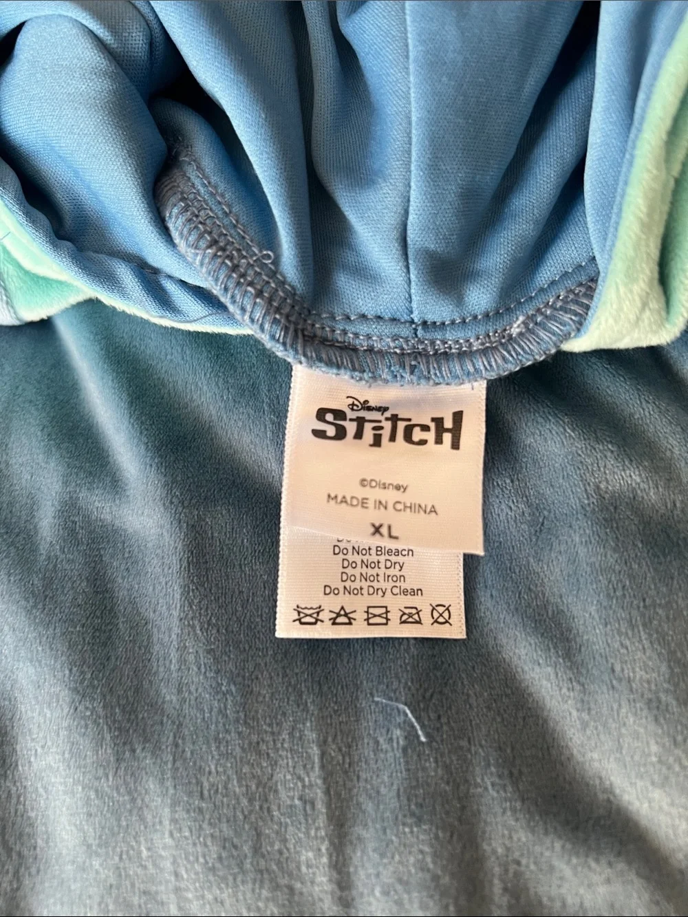 Disney Blue Stitch Hooded Plush Kids Onesie with Pink Ear Lining